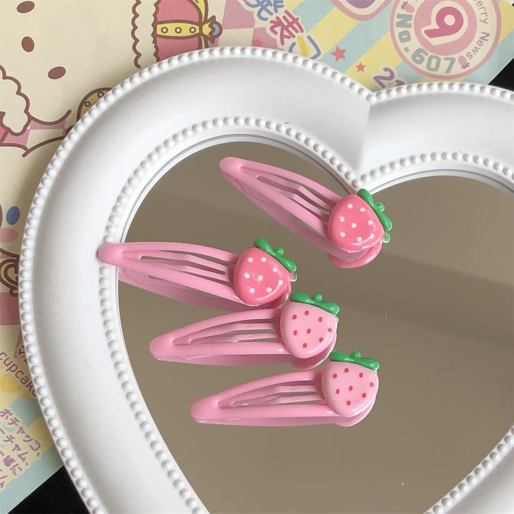 Cute Strawberry Snap Hair Clip Lovely Hairpins Combination Hairpins for All Hair Headpieces Pink Y2K Girls