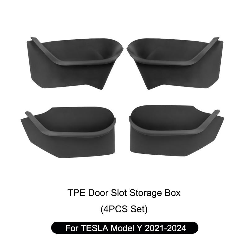 For Tesla Model 3/Y -2024 Front Rear Door Side Storage Box Door Handle Armrest Tray Organizer Door Side Water Proof Storage