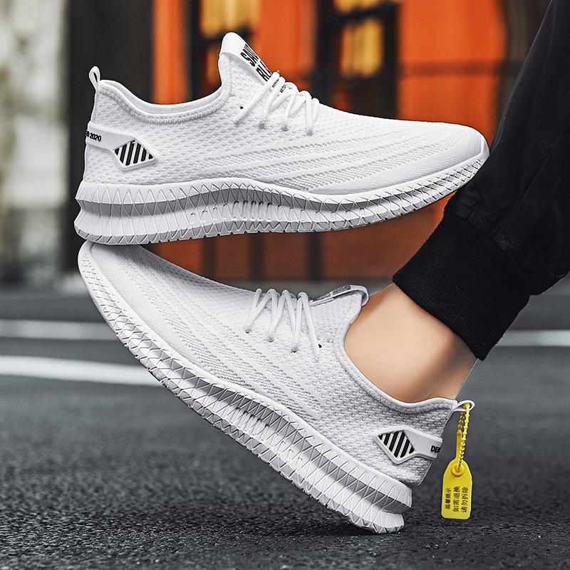 Men's shoes fly-woven mesh casual sports little white shoes 20252025 foreign trade lightweight trendy shoes men's