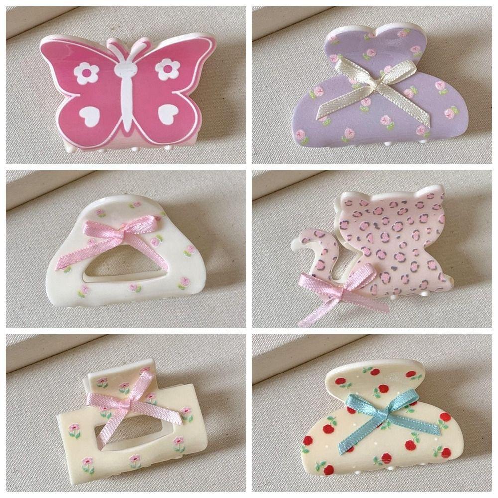 Plastic Cat Claw Clip Flower Bow Shark Clip Cute Bowknot Hair Claw  Ladies