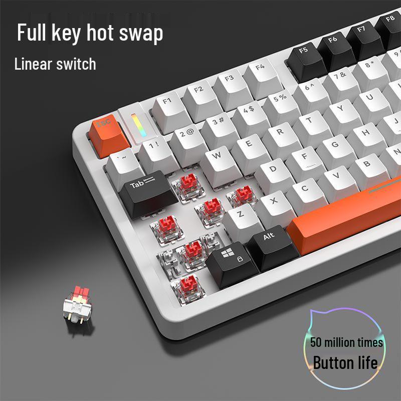 X87 Double Shot Mechanical Gaming Keyboard - Hot-Swappable Tea/Red Switches, 87 Keys, Wired, Backlit, for Office & e-Sports.
