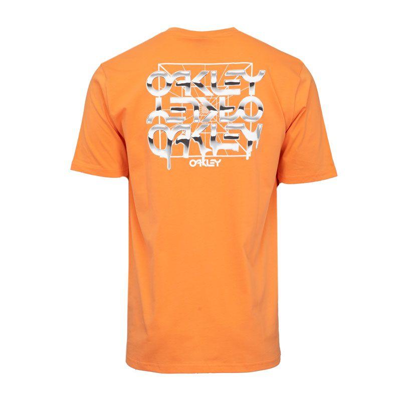 Tee shirt retro orange coton imprimé texte Homme OAKLEY