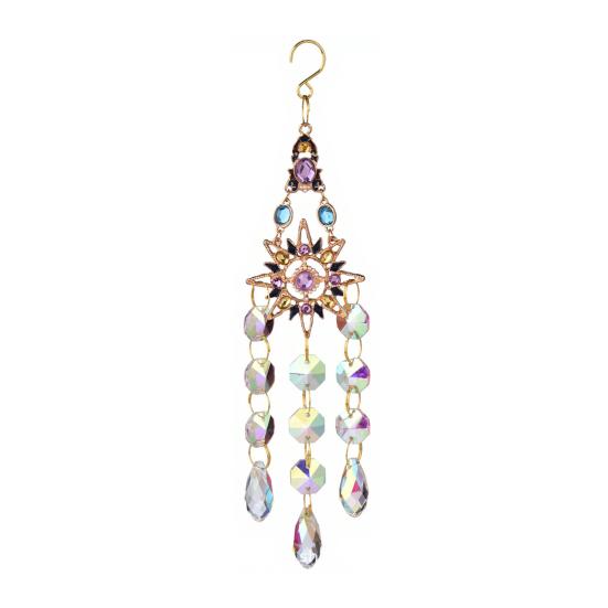 Silver Crystal Wind Chime Moon Heart Suncatcher Star Prism A