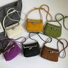 Metal clip button small square bag light luxury texture shoulder bag