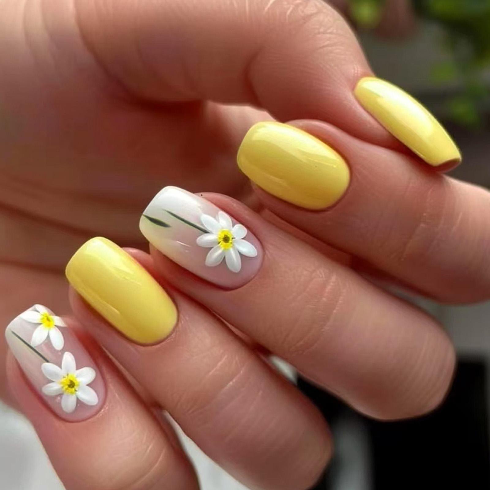 

24 шт. Квадратные накладные ногти, Клей для ногтей, Французский дизайн, Искусственные ногти, Подарки для женщин, девушек