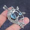 Natural Blue Topaz Gemstone 925 Sterling Silver Jewelry Pendant 2.56" t5L99