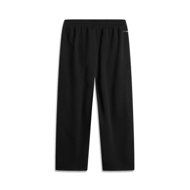 Li Ning CF Suo Fleece Warm Anti-Static Straight Loose Sweatpants Men Bottoms Black AKLU905-4