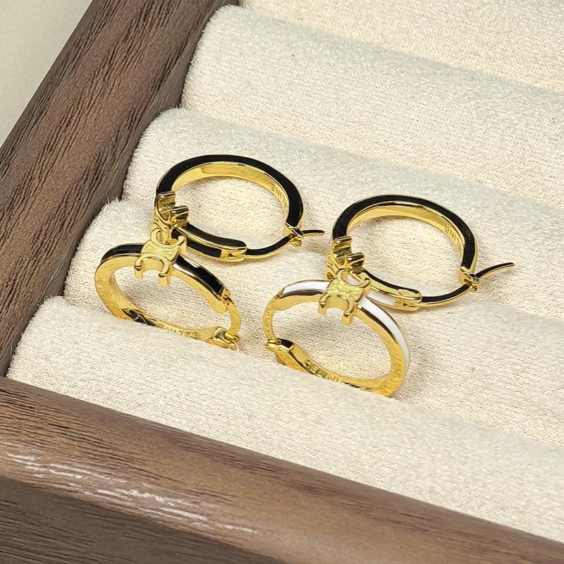 2025 Klassieke Arc de Triomphe Witte Emaille Stud Oorbellen - Dames Europees & Amerikaans Retro Luxe Stijl