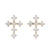 Cui Yan S925 Sterling Silver Cross Stud Earrings with Rhinestones, Light Luxury Japanese-Korean Design, Versatile for Women.