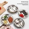 Stainless Steel Circular Divided Plate Sauce Dish Food Sauce Dish For Roast Meat Dipping Household Seasoning Snack Plate Kitchen