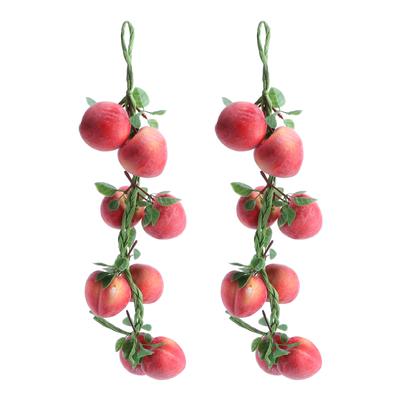 2 Pcs Simulation Peach Hanging String Fruit Photo Props Realistic Artificial Fake Vine Decor Decorations