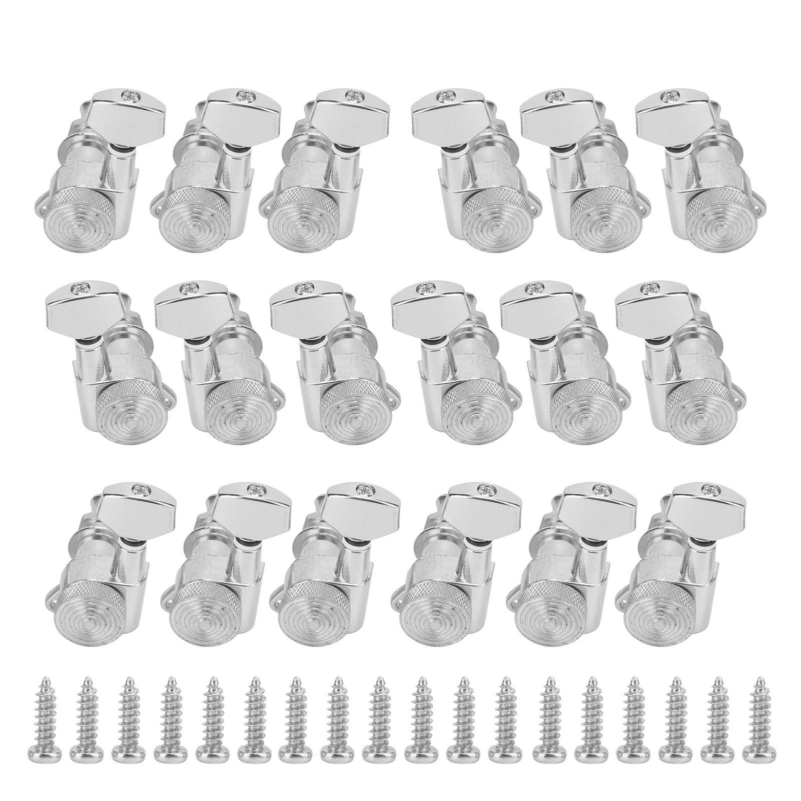 

6Pcs Locking Guitar String Tuning Peg Metal Electric Sealed Tuner Head Key Set Kit Silver