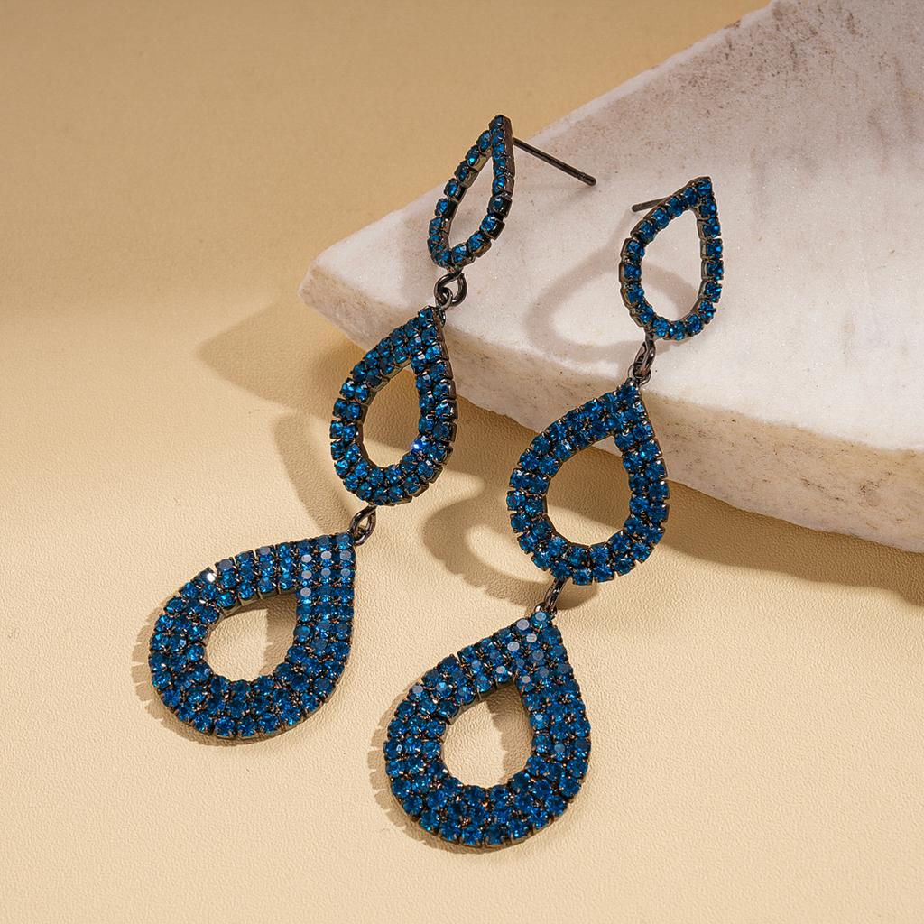 Diamond-encrusted Water Drop-shaped Silver Needle Earrings Personalized Fashion Earrings Light Luxury Earrings