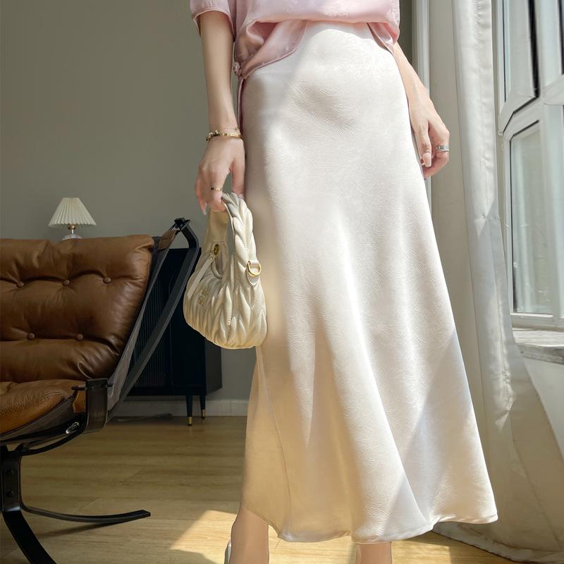 

2025 Summer Floral Gathered Fishtail Midi Skirt for Women - High Waist Design L