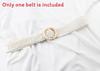 Womens Woven Cotton Linen Belt With Round Wooden Buckle For Casual Dress Fashion