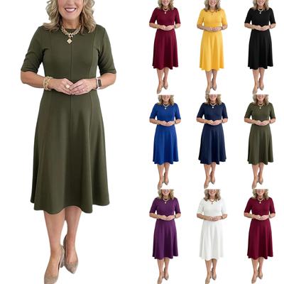 Women's Casual Elegant Short Sleeved Round Neck Dress