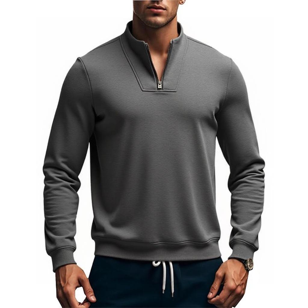 Autumn and Winter Men's Semi-zipper Stand-up Collar Long-sleeved Sweater Daily Versatile Fitness Sweater