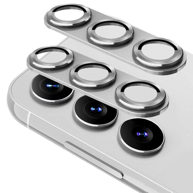 2x Aluminum lens cover with glass for Samsung Galaxy S24, ERBORD, gray