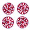 4Pcs Snowflake Shaped Coaster Felt Coasters Non-Slip Heat Resistant Round Cup Mats for Table Protection Red Felt Coasters