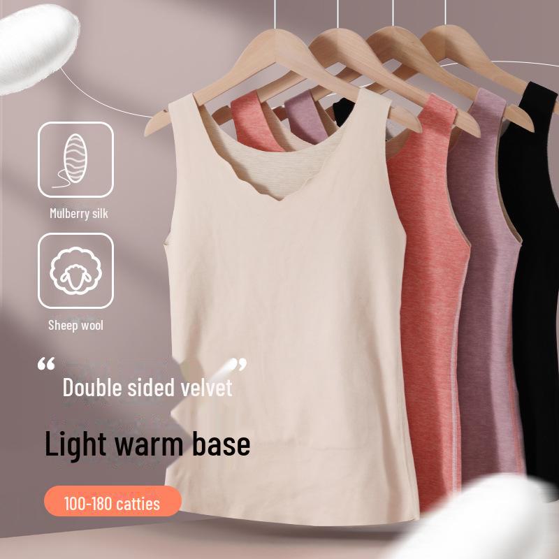Velvet-Lined Sleeveless Heated Vest for Women - Ideal Autumn/Winter Layer for Middle-Aged and Elderly