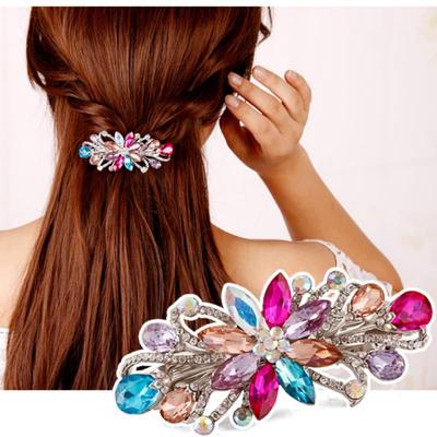 Strass-Federklemme Damen-Kopfschmuck Pferdeschwanz-Klemme Seitenklemme Blume