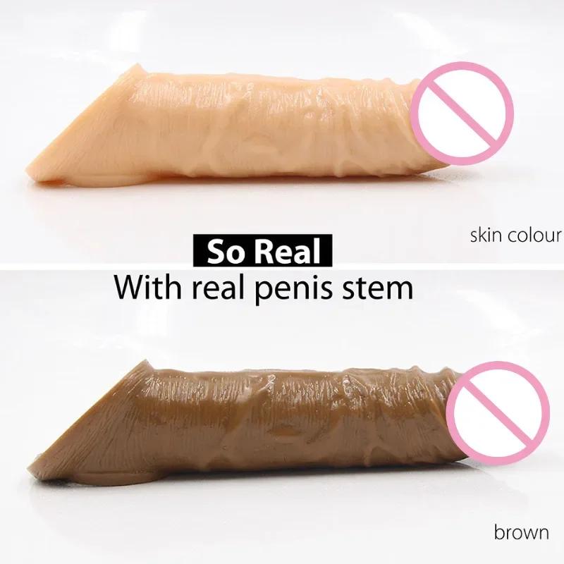 Penis Enlargement Sleeve 20cm Penis Extender Thicken Condom Sex Toys for Men Penis Extension Cock Cage Lock Sperm Adult Toys