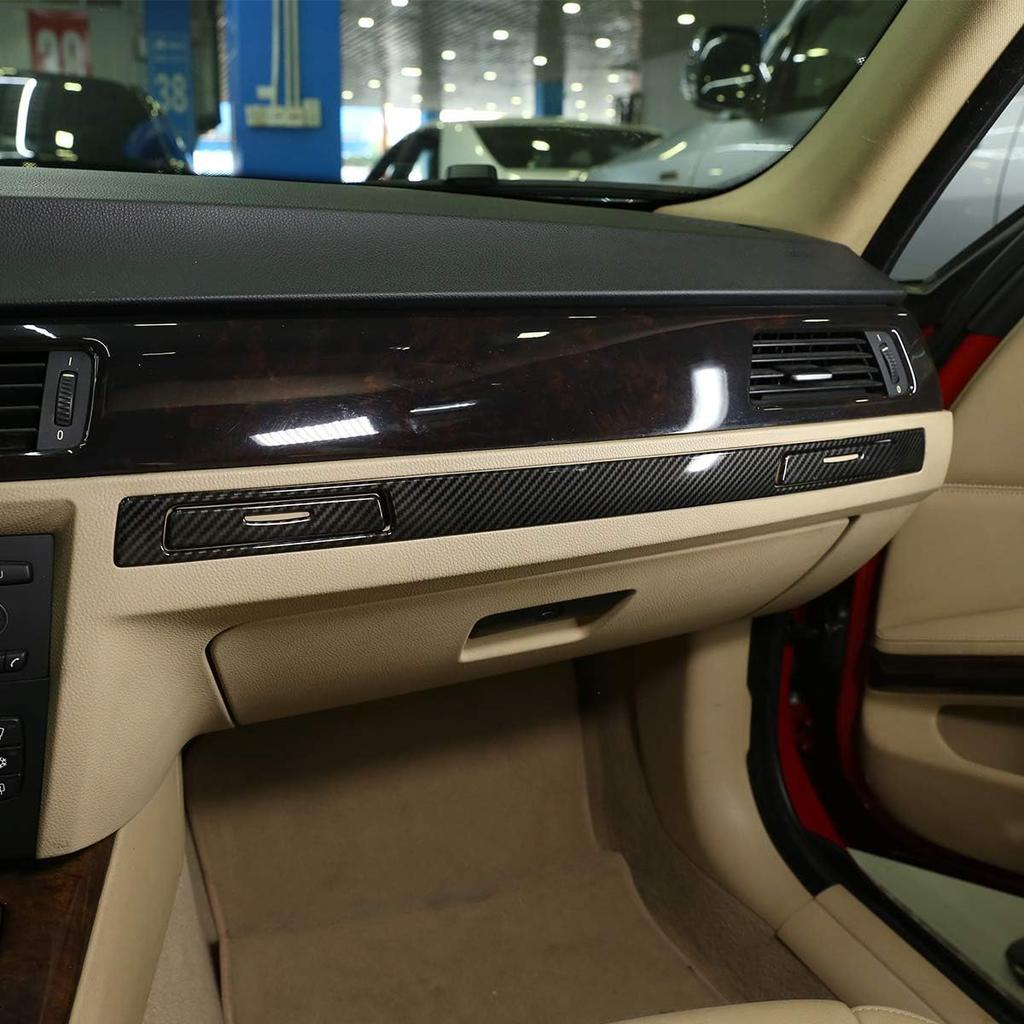 ABS Carbon Fiber Dashboard Cup Holder Decoration Strips Trim Stickers 3pc for BMW 3 Series E90 2005-2012 Car Accessoires