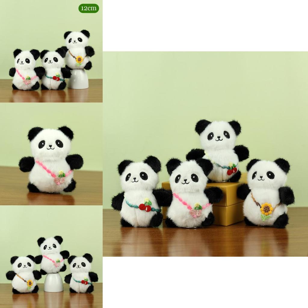 Colorful Floral Plush Panda Keychain Doll 12cm Perfect For Couples And Cute Accessories
