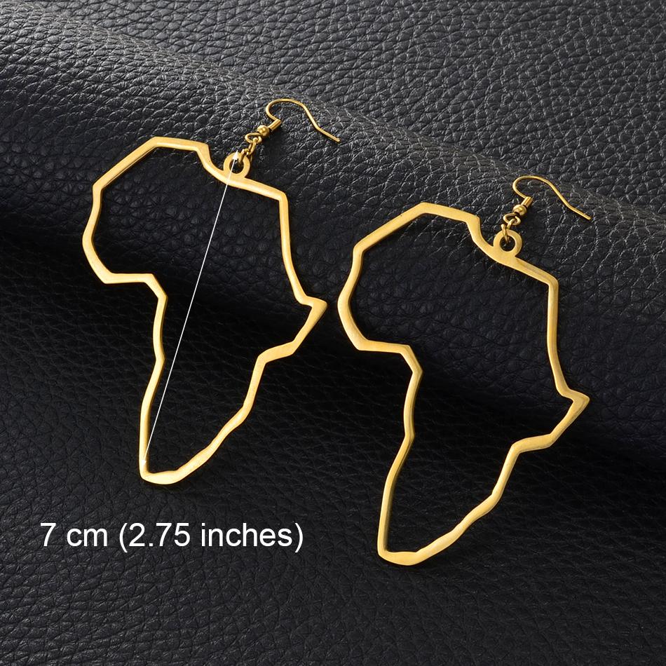 Anniyo Big Earrings Africa Map Exaggerate Larger Earring Gold Color African Ornaments Traditional Ethnic Hyperbole #144521