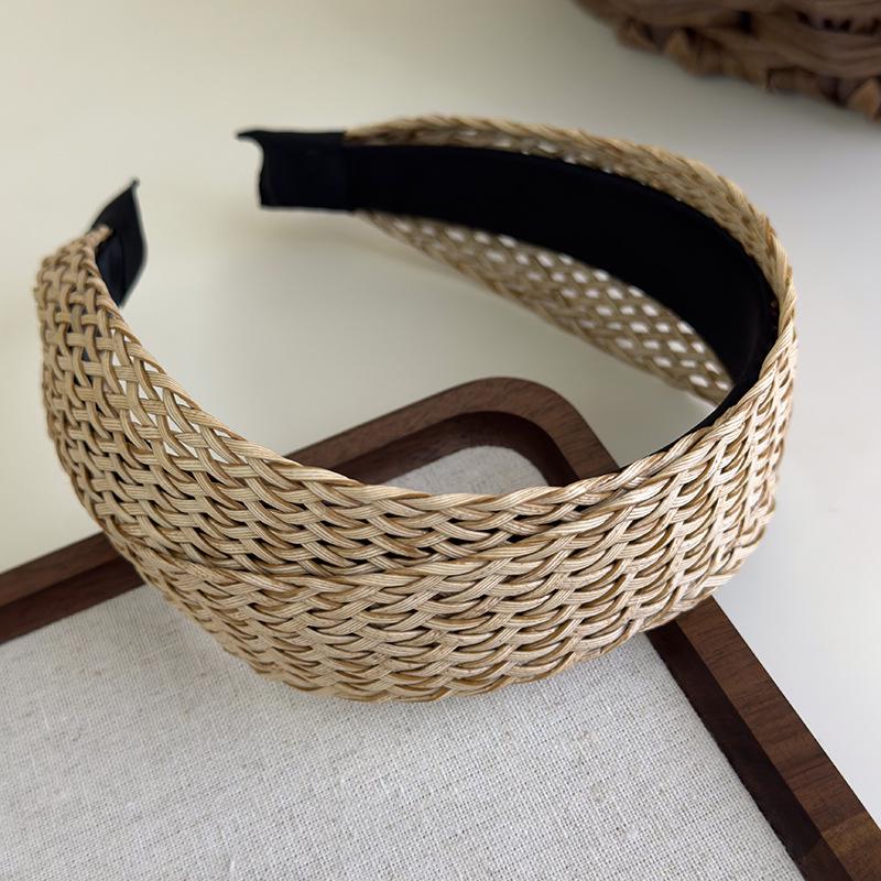 Bohemian Straw Wide-Brimmed Headband for Women - Vacation Style Hair Accessory