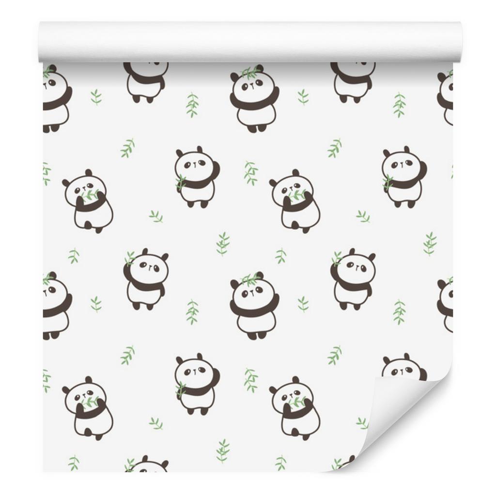 Panda wallpaper with leaves in the background for the living room and bedroom 50x1000