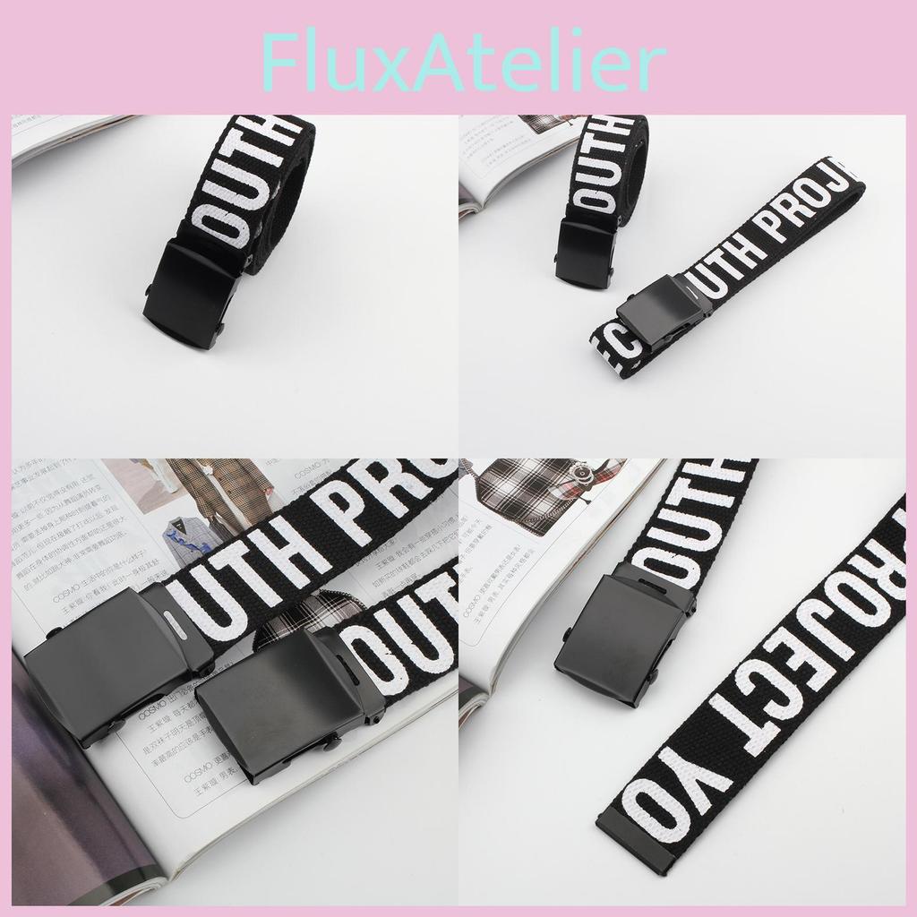 Printed Letter Canvas Waist Strap With Iron Buckle For Casual Outfits Fashion