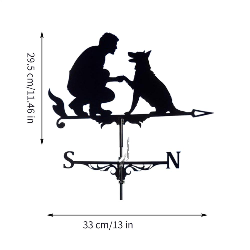 Metal weather vane Stand owl Wind Vane Roof Weather Vane man and dog eagle iron metal outdoor garden courtyard decoration