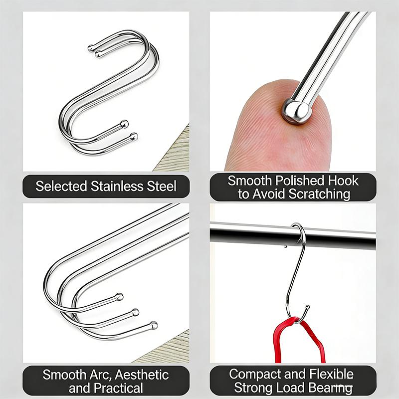 10Pcs Stainless Steel Metal S-Shaped Hooks Multi-Purpose Clothing Hanging Hooks