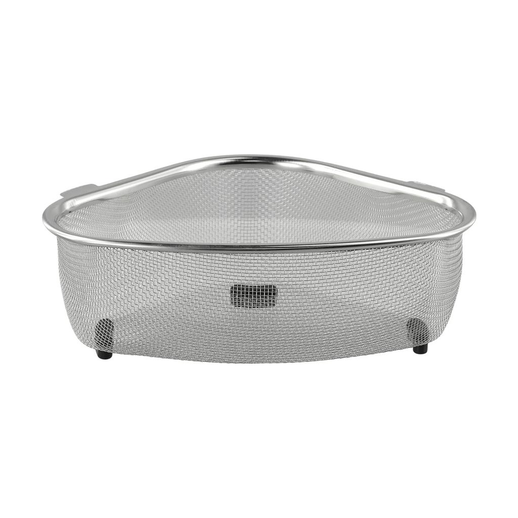 Abflusskorb für die Küchenspüle, Edelstahl, dreieckig, für Lebensmittel, Gemüse, Schälen, Eier, Filter, Aufbewahrung, Organizer, Küchenregal, hohe Kapazität