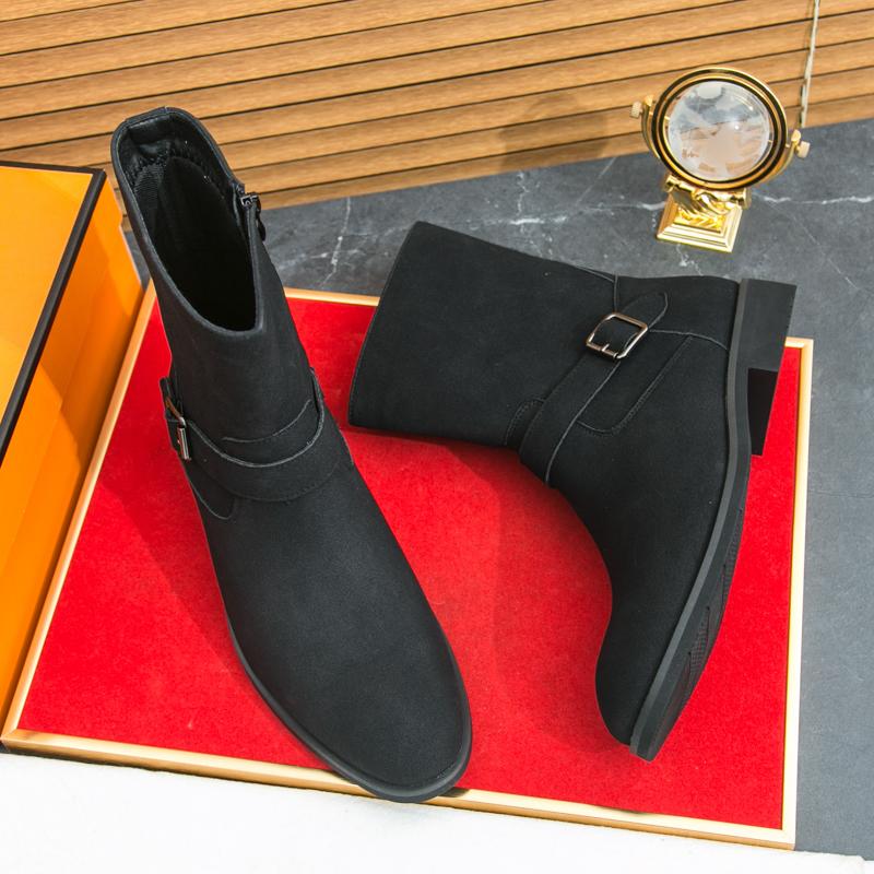 Fashion Winter New Fashion Men's Pointed Suede Leather Chelsea Ankle Boots  Male Casual Luxury Brand High-top Shoes Zapatos Hombre