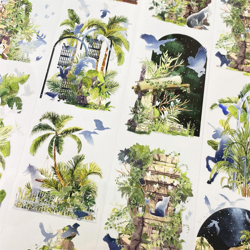 Pet Washi Tape O56 Discarded Forest MOODTAPE Green Ancient Style Scrapbook Decoration Sticker Collage