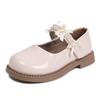 Children's Black Casual Shoes, New Autumn Fashion for Girls, Beaded Bowknot Patent Leather Princess Little Shoes