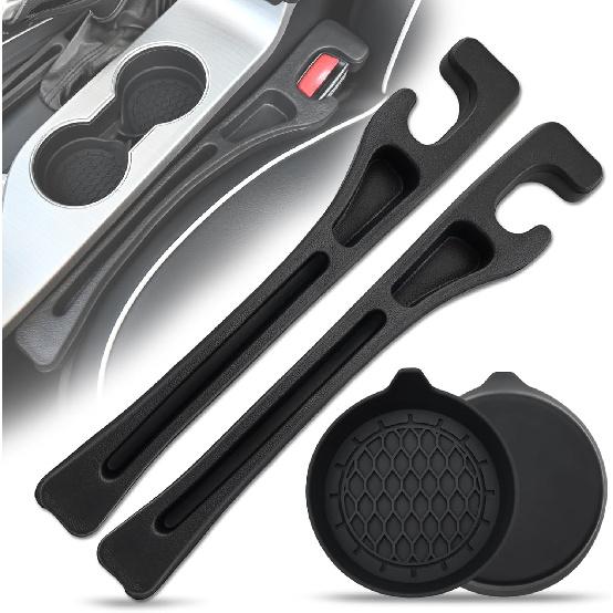 Car Seat Gap Filler With Car Cup Holder Coaster, No-Drop Seat Side Gap Seam Filler Organizer With Silicone Cup Holder Ert, Universal Fit Car SUV