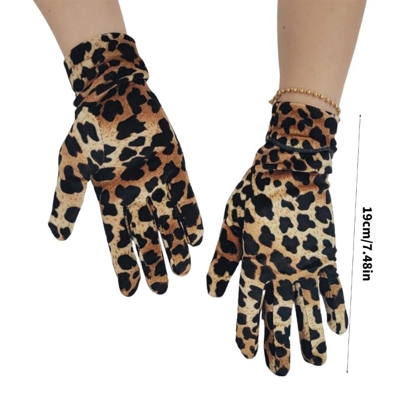 Stilvolle Handschuhe mit Leopardenmuster Weiches Polyester für Männer und Frauen Winter Winddicht Mode Handbekleidung