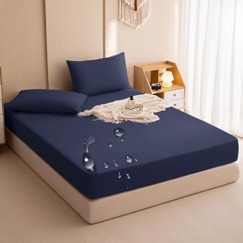 2025 Solid Color Waterproof Bed Sheet,Single Bed/Double Bed Fitted Sheet,Dustproof and Anti-Slip Mattress Protector