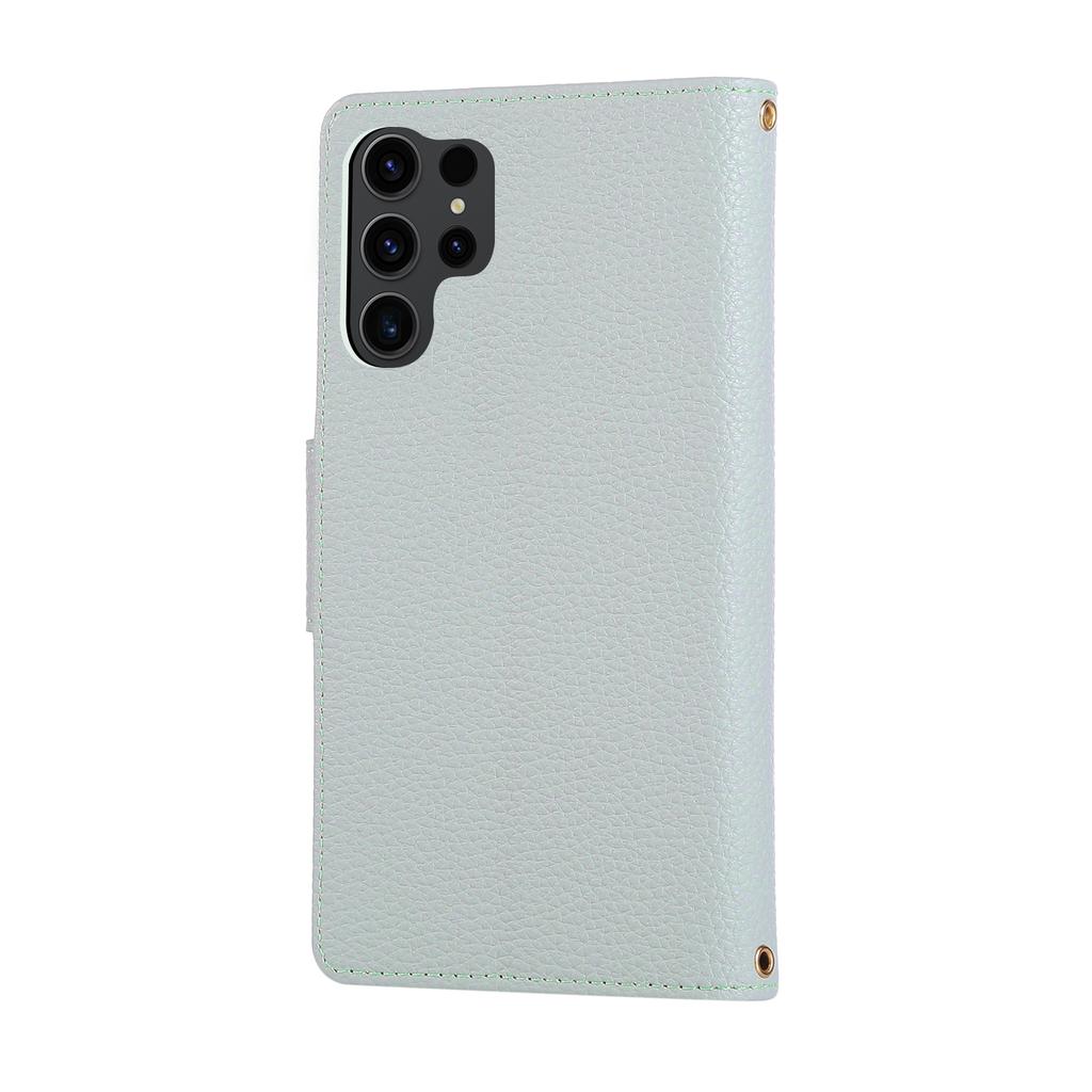 For Samsung Galaxy S24 Ultra Case Zipper Wallet Leather Phone Cover with Wrist Strap