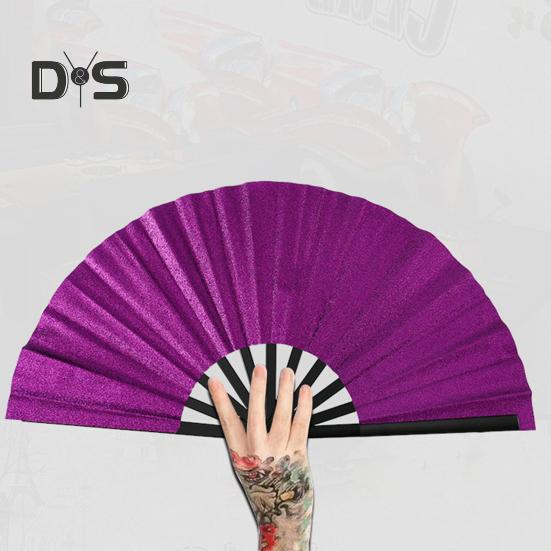 Glitzernder Kung-Fu-Faltfächer, Tanzperformance, Handventilator, tragbar, leicht, Sommer-Kühlventilator, Dekoration, Party-Zubehör