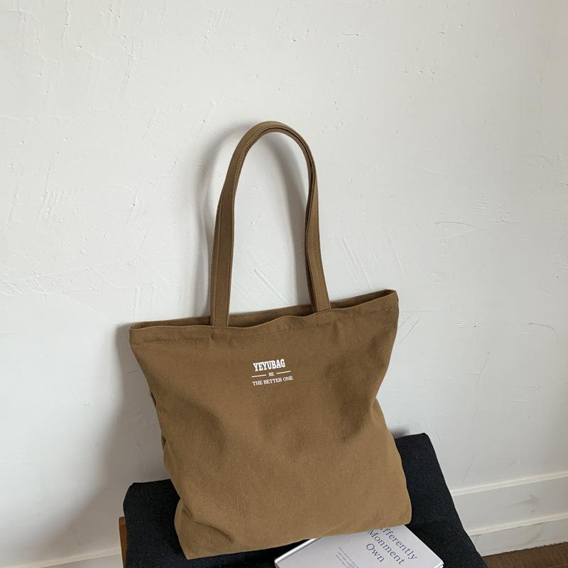 

Canvas bag women s large-capacity portable tote bag new zipper shoulder bag fashion casual shopping bag коричневий
