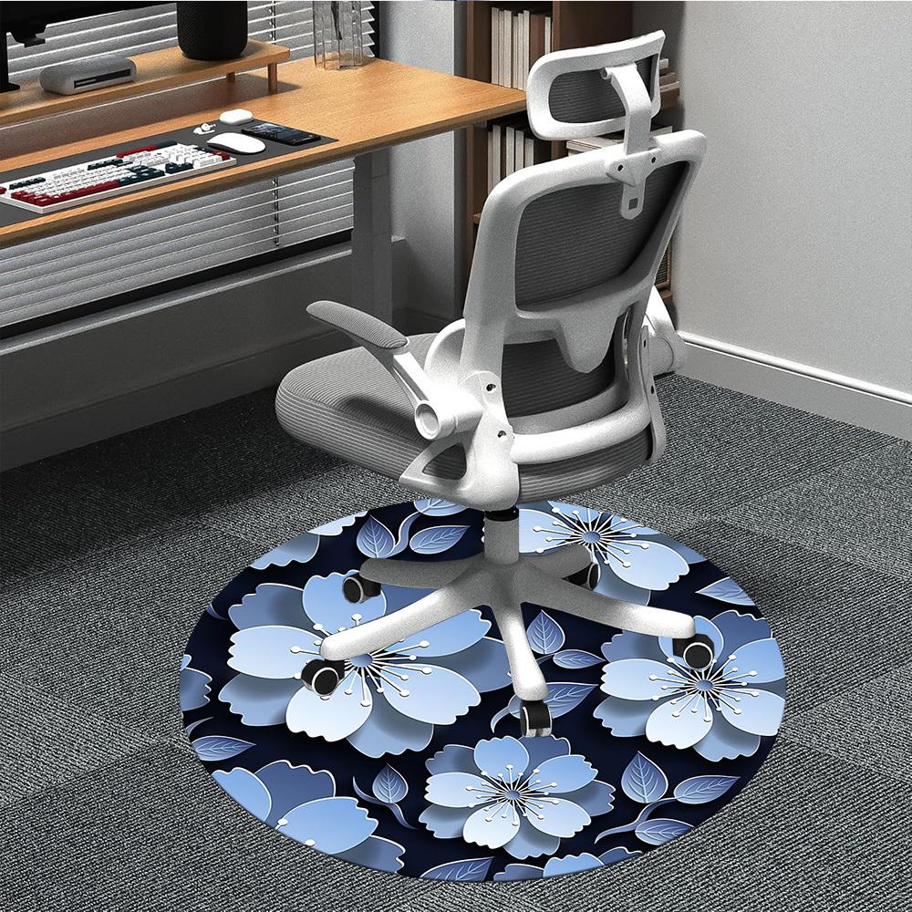 1pc Floral Pattern Office Round Rug, Non-slip, Soft and Durable Office Rug for Interior Decoration, Perfect for Office, Beautiful Decoration yy2603120