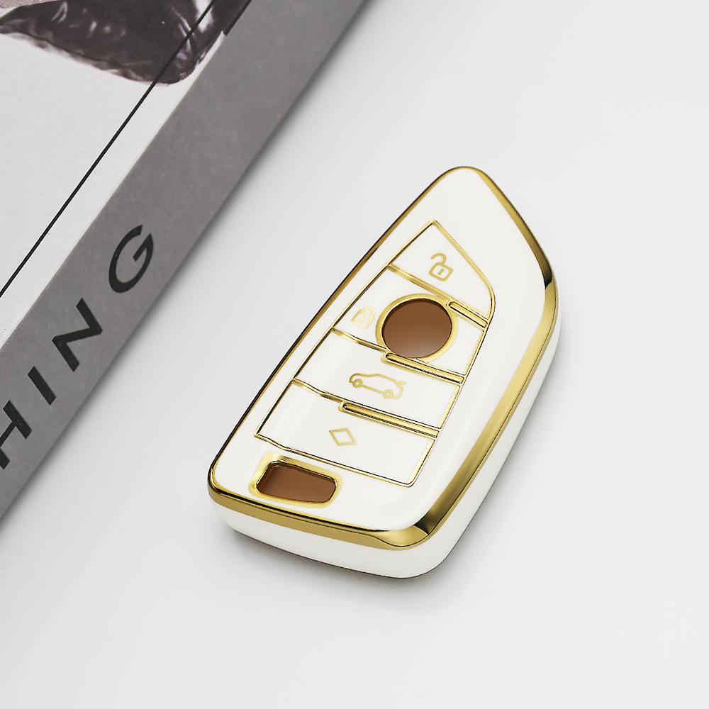 Gold Edge TPU Auto Shell Fob Keyless Car Key Case Cover For BMW 1 3 5 6 7 Series X1 X3 X5 X6 X7 G20 G30 G11 F15 F16 G01 G02 F48