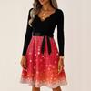Women's Casual Fashion Long Sleeve Christmas Graphic Printed Vintage Long Dresses