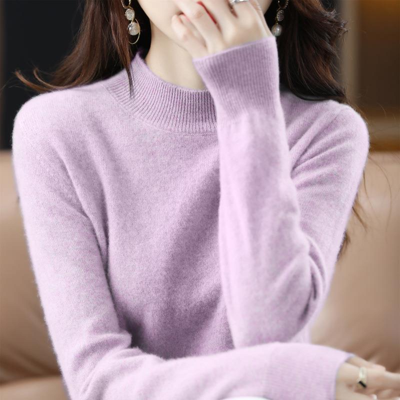 

INDFS Женская мода Повседневный Осень Зима Однотонный Принт Длинный Рукав Полуводолазка Свитера XXL