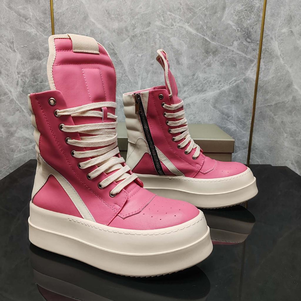 Herren High Top Casual Sneaker Damen Plateau Leder Luxus Schnürer Reißverschluss Klassisch Pink Designer Schuhe für Herbst