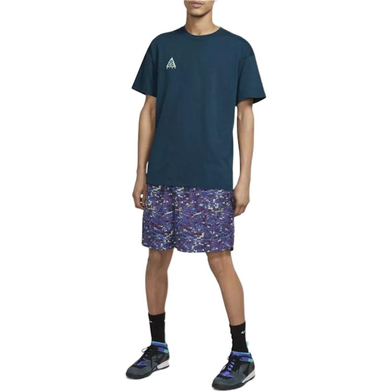Nike Loose Round Neck Logo Letter Print Short Sleeve T-Shirt Men Tops Blue BQ7342-474